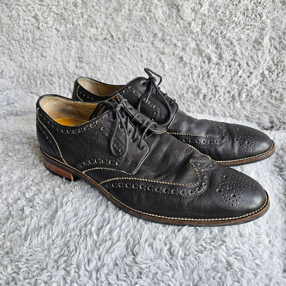 Cole Haan Men's Grand OS Lenox Hill Leather Wingtip Oxford Shoes Size 9.5M Black